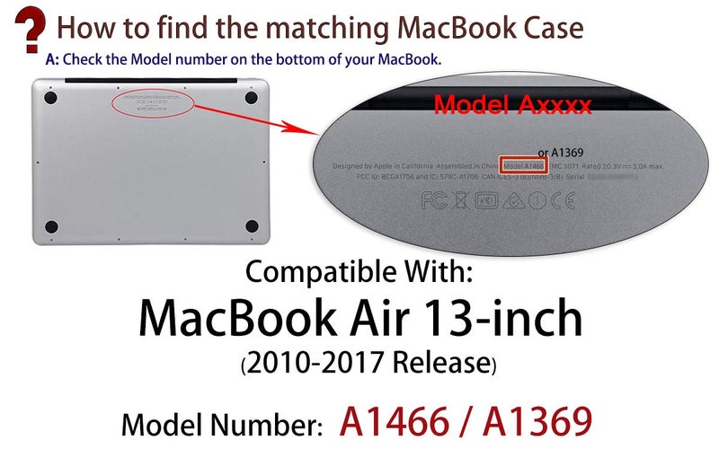 UESWILL Compatible with MacBook Air 13 inch Case 2010-2017 Release Model A1369 A1466, Smooth Matte Hard Shell Case Cover + Microfibre Cleaning Cloth, Navy Blue - Image 2